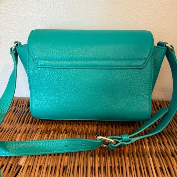 Talbots Green Pebble Leather Crossbody Handbag Purse Anchor Coastal Colorful - Picture 3 of 13